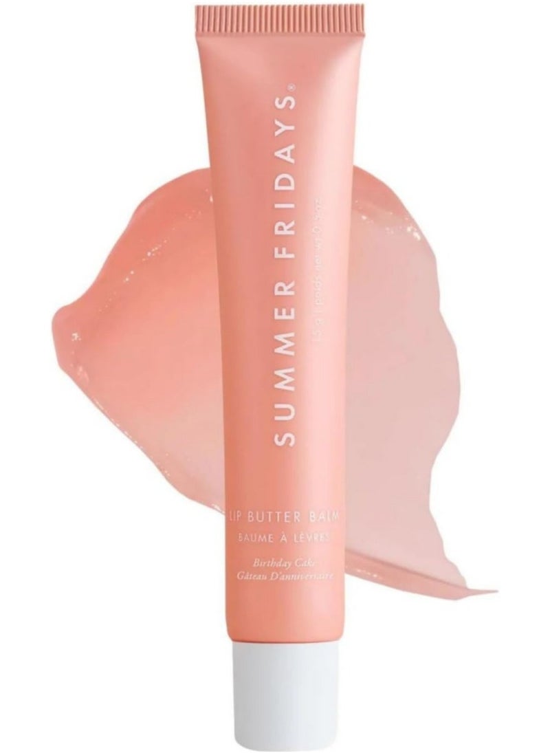 SUMMER FRIDAYS بلسم الشفاه من سامر فرايديز - قناع مرطب للشفاه وبلسم للشفاه لترطيب فوري، لمعان وترطيب - لون شفاف، عناية مهدئة للشفاه - كعكة عيد الميلاد (0.5 أونصة) - Image 1
