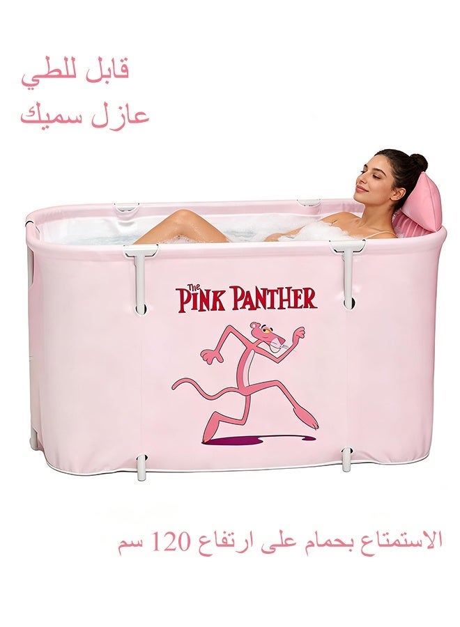 بينك بانثر حوض استحمام محمول، حوض استحمام قابل للطي، حوض استحمام قائم بذاته للبالغين، حوض استحمام سبا قابل للطي للحمام، حوض سبا للاستحمام بالثلج الساخن، صيانة فعالة لدرجة الحرارة (120 سم/47 بوصة) - Image 2