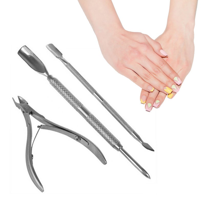 Cuticle Pusher Cutter Stainless Steel Cuticle Remover Manicure Pedicure Tool for Fingernails Toenails - Image 2