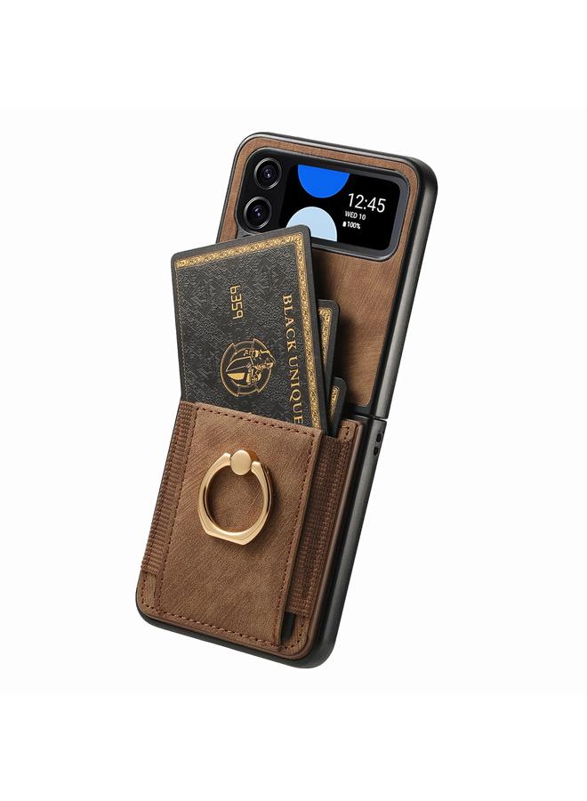 S-TOP Case For Samsung Galaxy Z Flip4 Retro Skin-feel Ring Card Bag Phone Case - Image 3