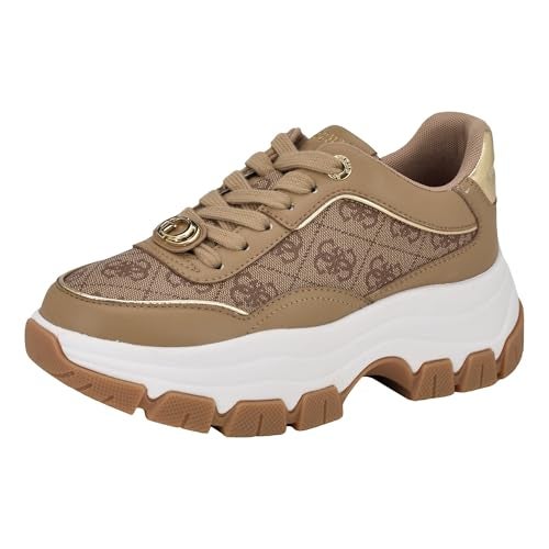Guess Women's Berrett Sneaker, Light Natural Logo 111, 10 - Image 1