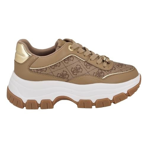 Guess Women's Berrett Sneaker, Light Natural Logo 111, 10 - Image 5