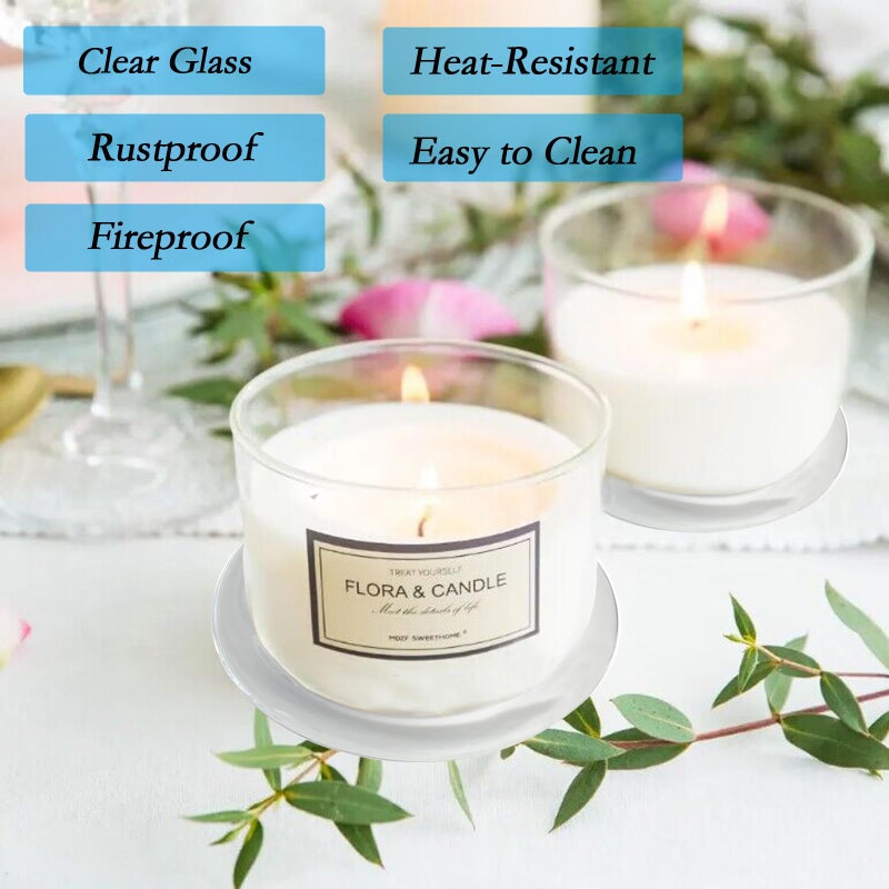 MDDEYEMEFO Clear Glass Candle Holderï¼Œ 3" Glass Coaster Holder ï¼ŒSmall Round Candle Plate for Pillar Candleï¼ˆ3 Packï¼‰ - Image 5