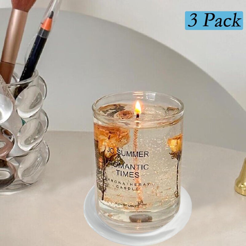 MDDEYEMEFO Clear Glass Candle Holderï¼Œ 3" Glass Coaster Holder ï¼ŒSmall Round Candle Plate for Pillar Candleï¼ˆ3 Packï¼‰ - Image 4