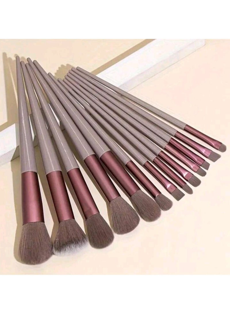 14pcs Makeup Brush Set, Including Coffee-Colored Powder Brush, Blush Brush, Contour Brush, Eye Shadow Brush, Sponge, Makeup Egg, Beginner Essential, Portable Storage Bag, Travel Makeup Tool - Image 4