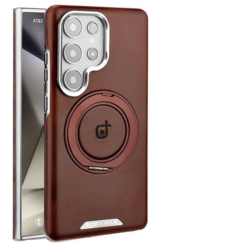 غطاء MagSafe | حماية من السقوط | مقاوم لبصمات الأصابع | Mocha Brown ملمس جلد | مقاوم للصدمات لـ Samsung Galaxy S23 Ultra - Image 1