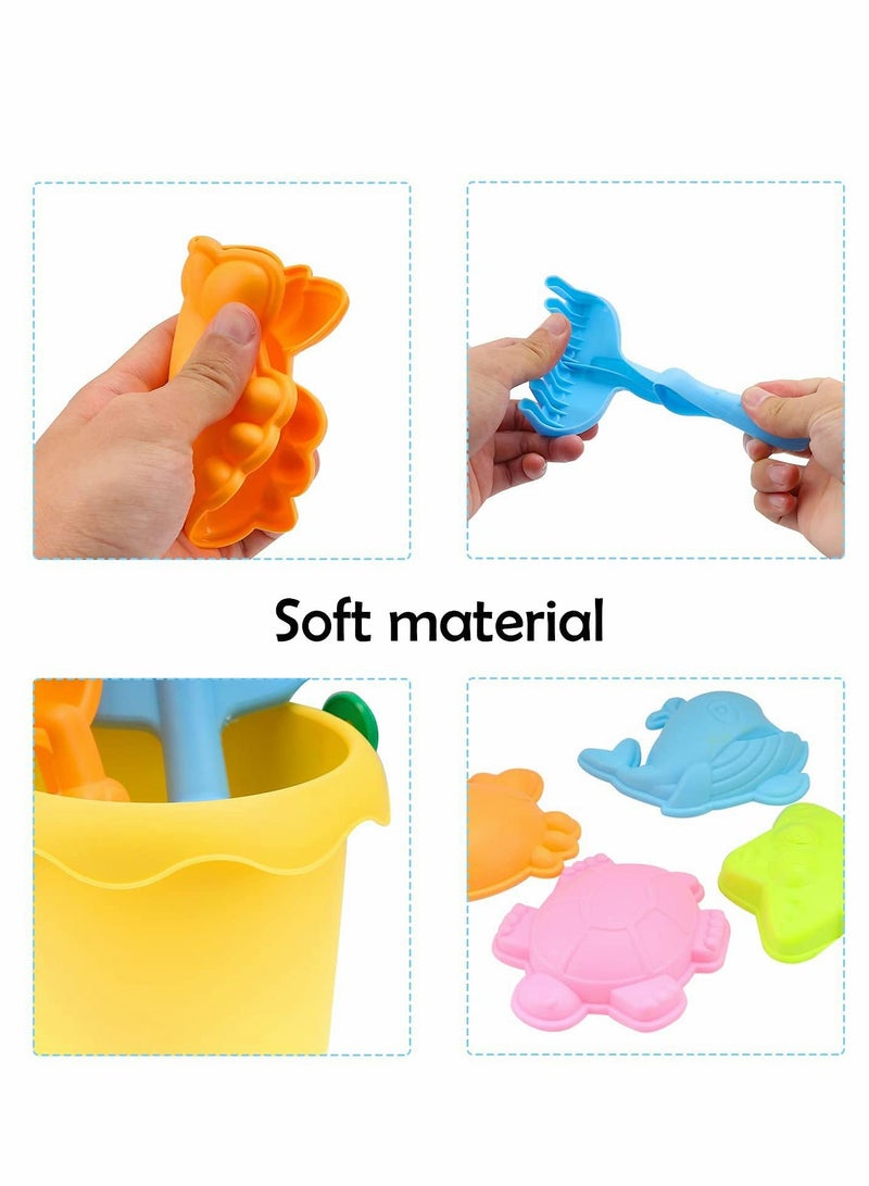 Set Beach Toys for Toddlers Soft Material Truck Molds with Mesh Bag Sand and Water Play Assorted Colour Colorful Kids Castle - Image 4