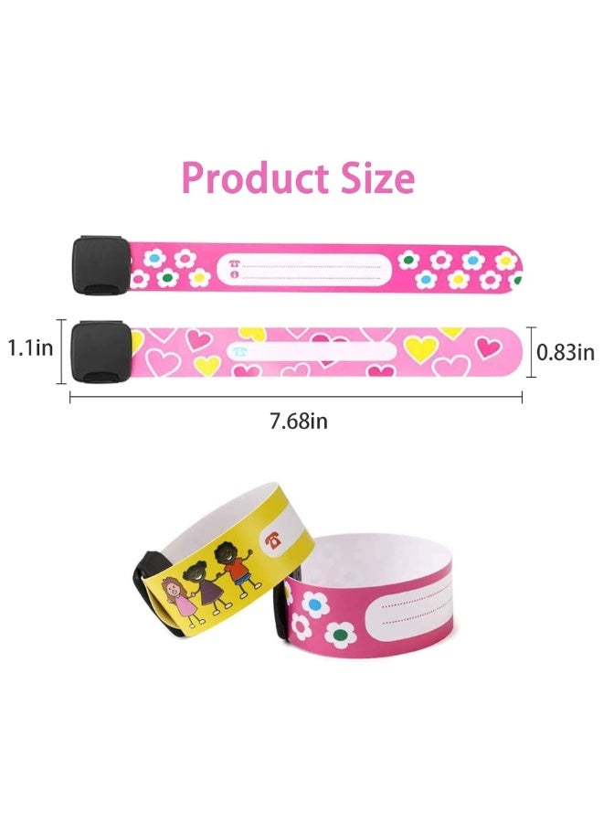 McDou 16Pcs Kids Safety ID Wristband,Waterproof Child ID Bracelets-Reusable&Adjustable-Lost Identification Bracelet Information Band for Boys and Girls Outdoor Activities - Image 3
