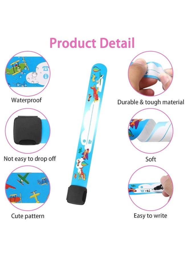 McDou 16Pcs Kids Safety ID Wristband,Waterproof Child ID Bracelets-Reusable&Adjustable-Lost Identification Bracelet Information Band for Boys and Girls Outdoor Activities - Image 4