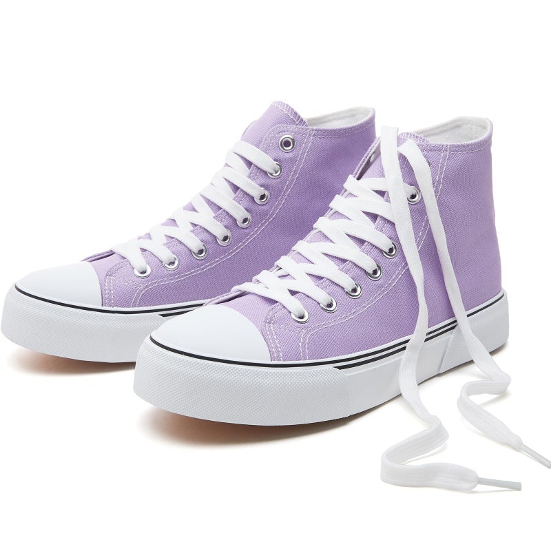 hash bubbie High Top Sneakers for Women Classic High Tops Canvas Shoes Lace up Women's Fashion Sneaker(Purple,US8W/US6M) - Image 1