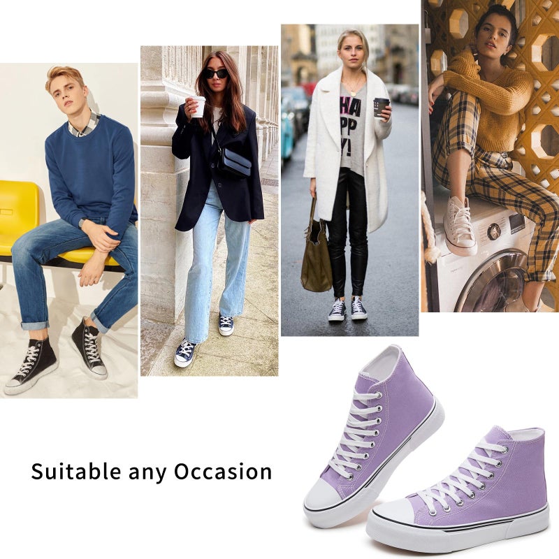 hash bubbie High Top Sneakers for Women Classic High Tops Canvas Shoes Lace up Women's Fashion Sneaker(Purple,US8W/US6M) - Image 5