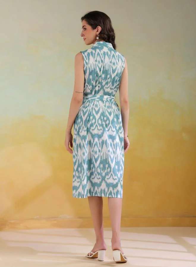 سانسكريتي هومز Sanskrutihomes Abstract Printed Sleeveless Shirt Midi Dress