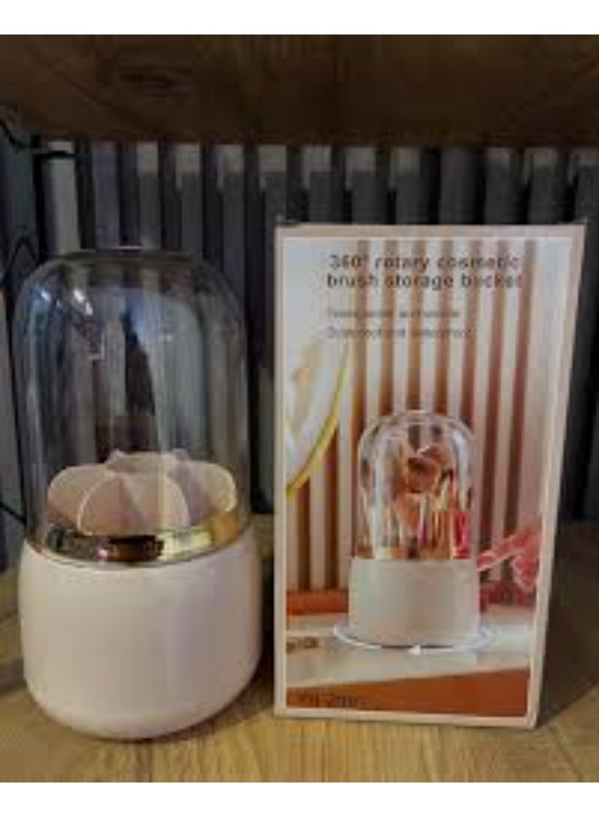 Cosmetic Brush Organizer with Lid 360 Degree Rotating Makeup Holder Dustproof Storage Container for Brushes Perfect Display Case for Makeup and Beauty Products - Image 3