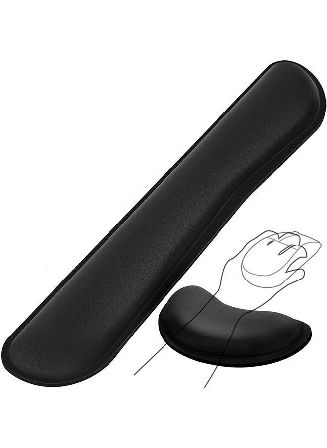 Generic - Wrist pad, keyboard pad, mouse pad, Silky Gel Memory Foam Wrist Rest for Computer Keyboard, Mouse, Ergonomic Design for Typing Pain Relief, Desk Pads Support Hand and Arm, Rests, Stain Resistant,  Black - Image 1