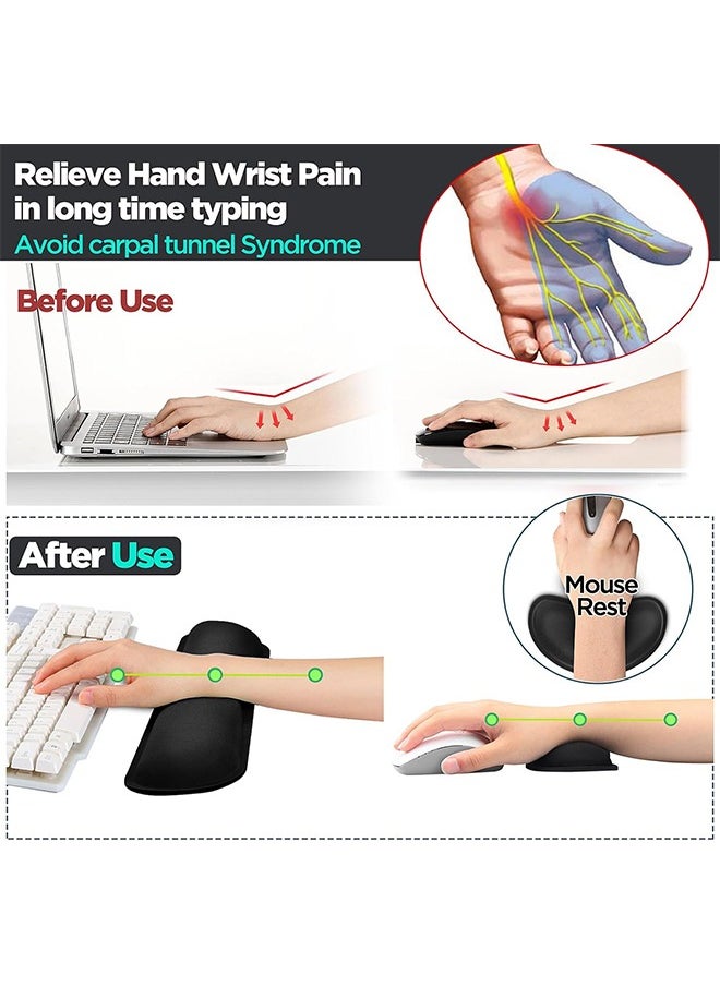 Generic - Wrist pad, keyboard pad, mouse pad, Silky Gel Memory Foam Wrist Rest for Computer Keyboard, Mouse, Ergonomic Design for Typing Pain Relief, Desk Pads Support Hand and Arm, Rests, Stain Resistant,  Black - Image 1