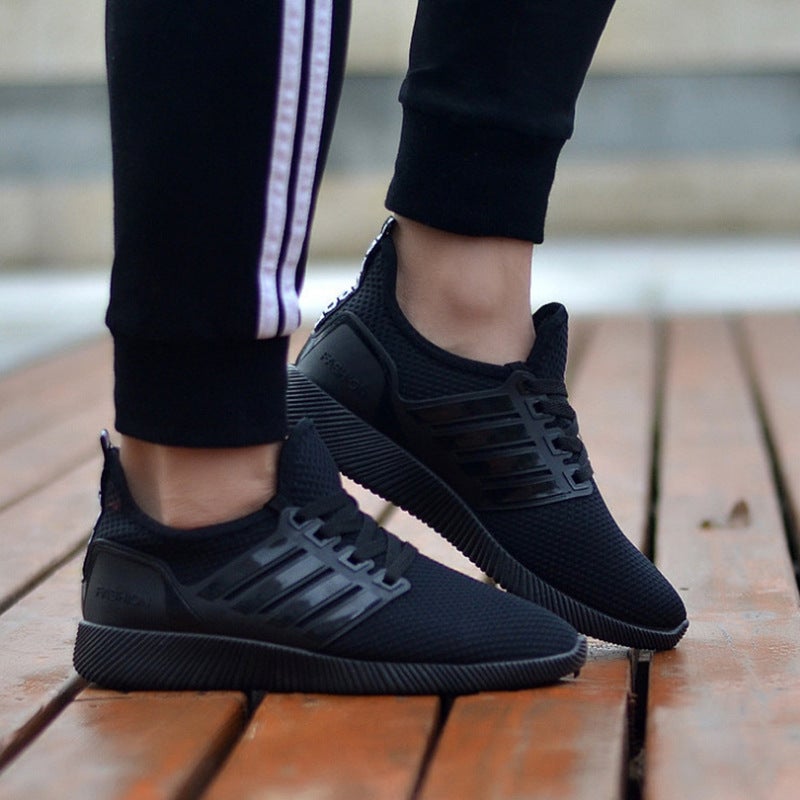 2024 New Couple Red Sneakers Breathable Knit Casual Shoes Black 