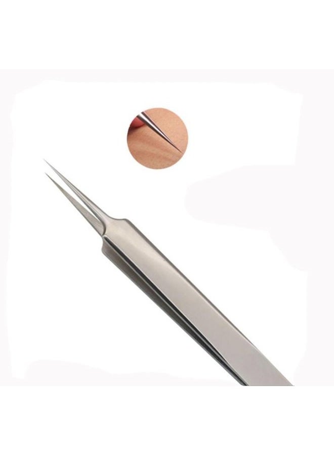 H M Hangover Mask 1Set(3PCS) Silver Professional Remove Blackheads Tweezers Set - Stainless Steel Straight/Slanted & Pointed Splinter/Bend Curved Blemish Extractor Tool for Acne Zit Cystic Blemish Whitehead Popping - Image 5