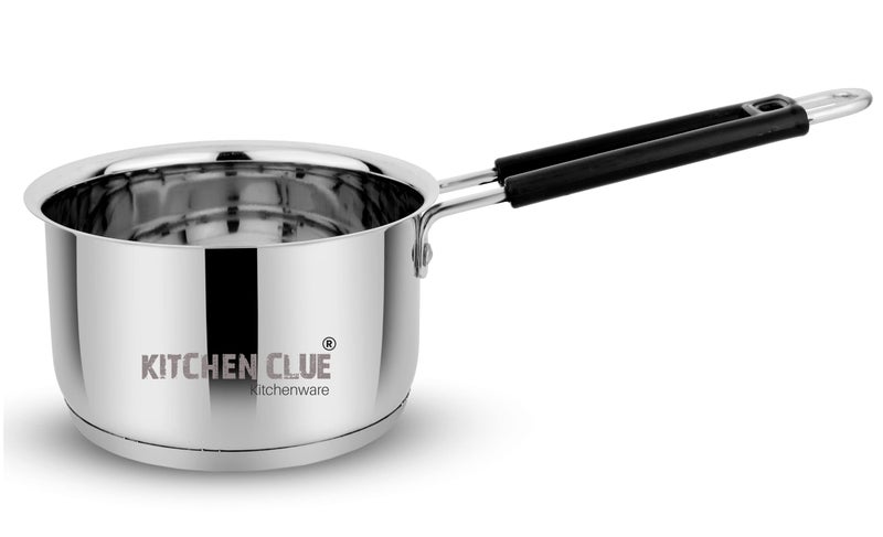 KITCHEN CLUE Heavy Gauge Stainless Steel Saucepan/Tea Pan, (Induction Base Cookware) 2000 ML, Silver - Tri-Ply Base Steel Induction Bottom Saucepan - Image 1