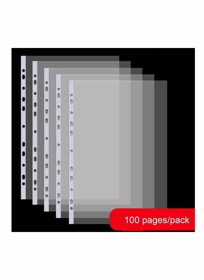 Generic - A4 Clear Page Protectors, 100 Pages Sheet Protector for 11 Ring Binders Plastic Sleeves Paper File Letter Sheet Clear Sheet Protector Transparent Document Pocket Folder Wallets Sleeves (Thicker 7C) - Image 1