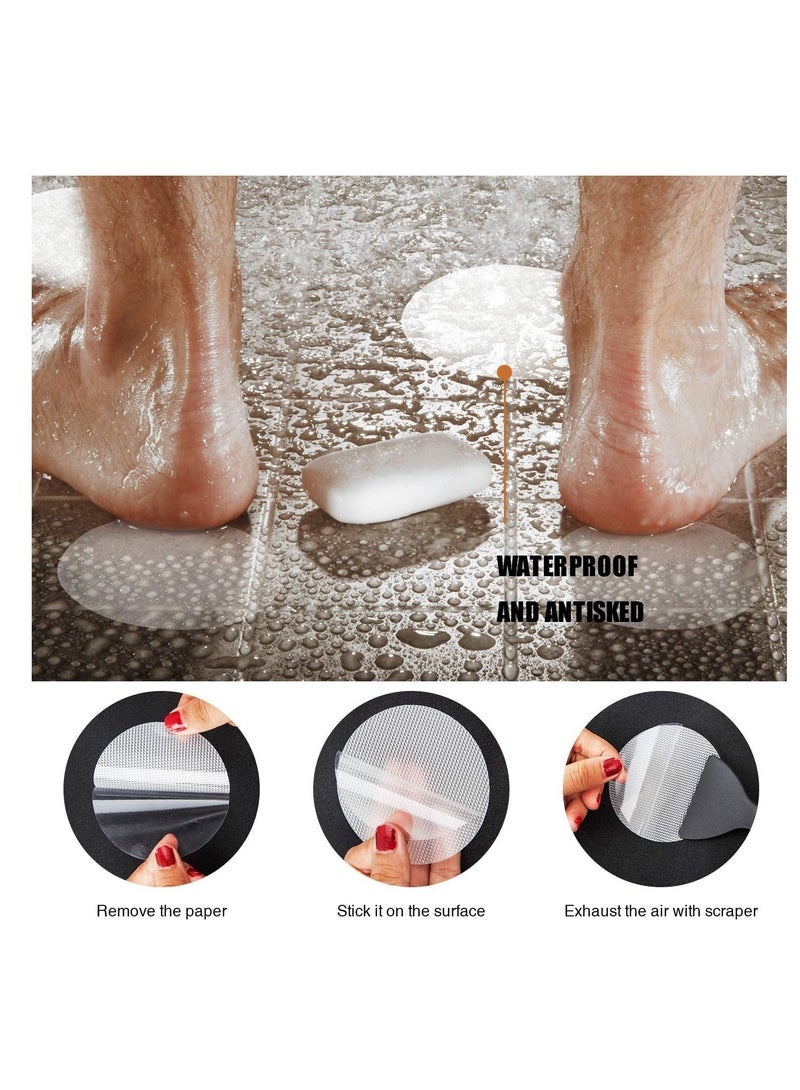 ECVV Anti Slip Shower Stickers 24 Pcs for Safety, Adhesive Bathtub Stickers for Bathroom Showers Stair, Non-slip Tub Decals Appliques with Premium Scraper - Image 3