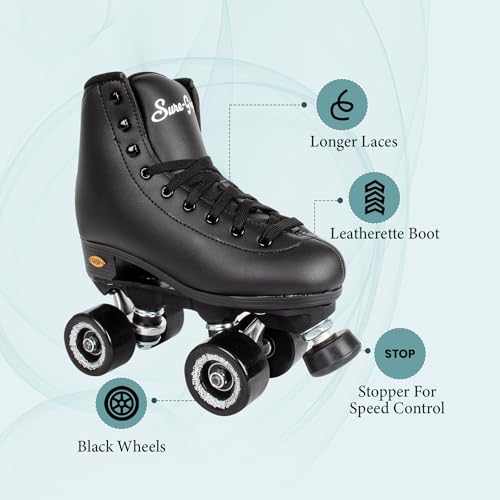 Sure-Grip Fame Indoor Rollerskates (Mens 8 / Womens 9, Black) - Image 5