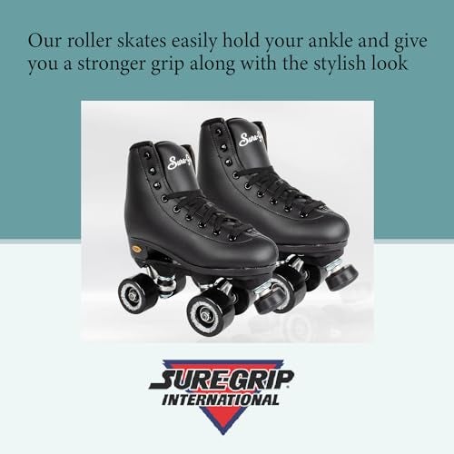Sure-Grip Fame Indoor Rollerskates (Mens 8 / Womens 9, Black) - Image 4