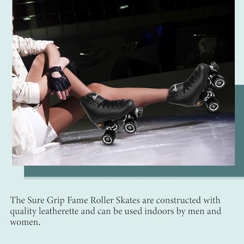 Sure-Grip Fame Indoor Rollerskates (Mens 8 / Womens 9, Black) - Image 3
