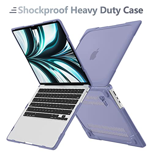 Batianda for M4 MacBook Air 13.6 inch Case 2025 2024 2022 Release Model A3240 A2681 M2 A3113 M3, Heavy Duty Shockproof Protective Hard Shell with Fold Kickstand & Keyboard Cover, Lavender Grey - Image 5