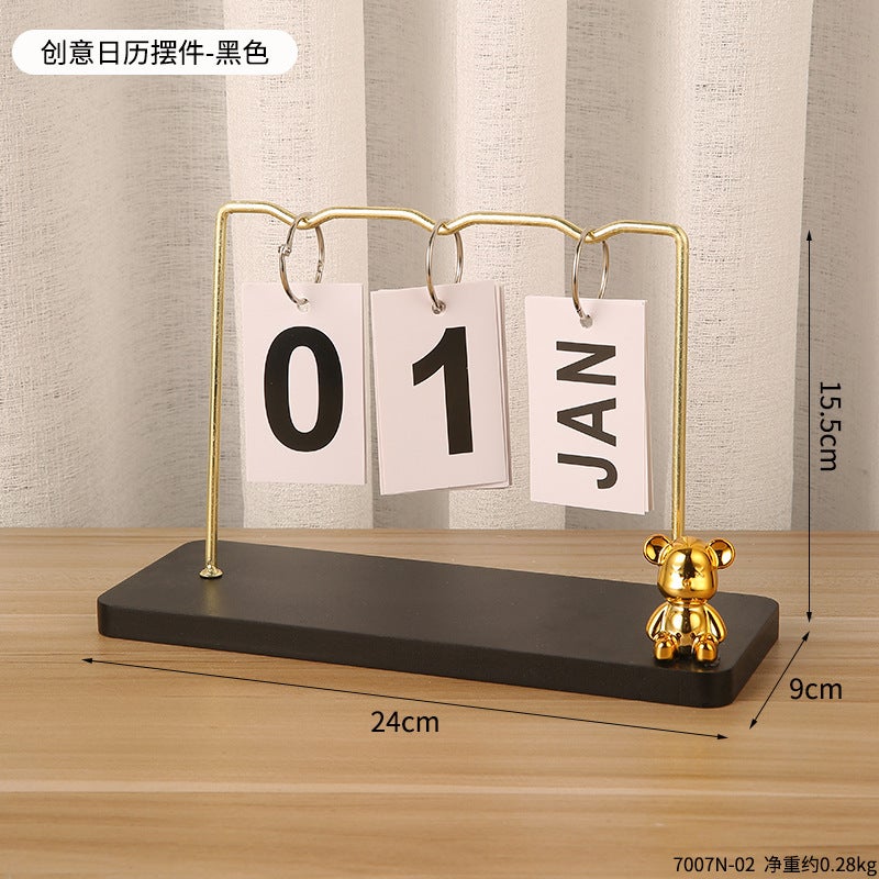 Ins Simple Wooden Calendar Page Flip Home Gift Ornaments Desktop Desk Calendar Perpetual Calendar Po Props Decorations - Image 1