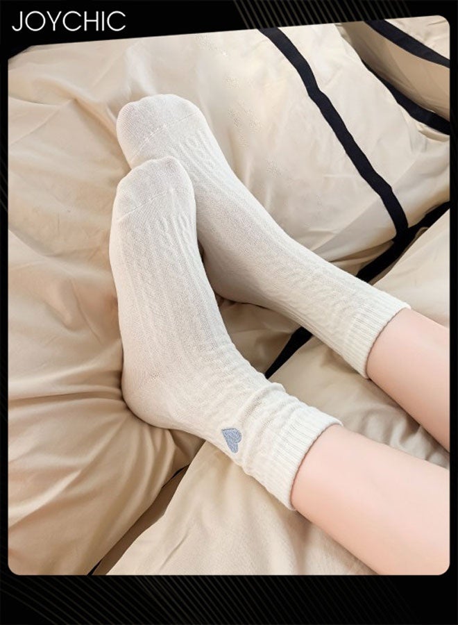 Joychic 4 Pair of Korean-style Love Embroidery Pattern Women Autumn and Winter Warm Socks - Image 4