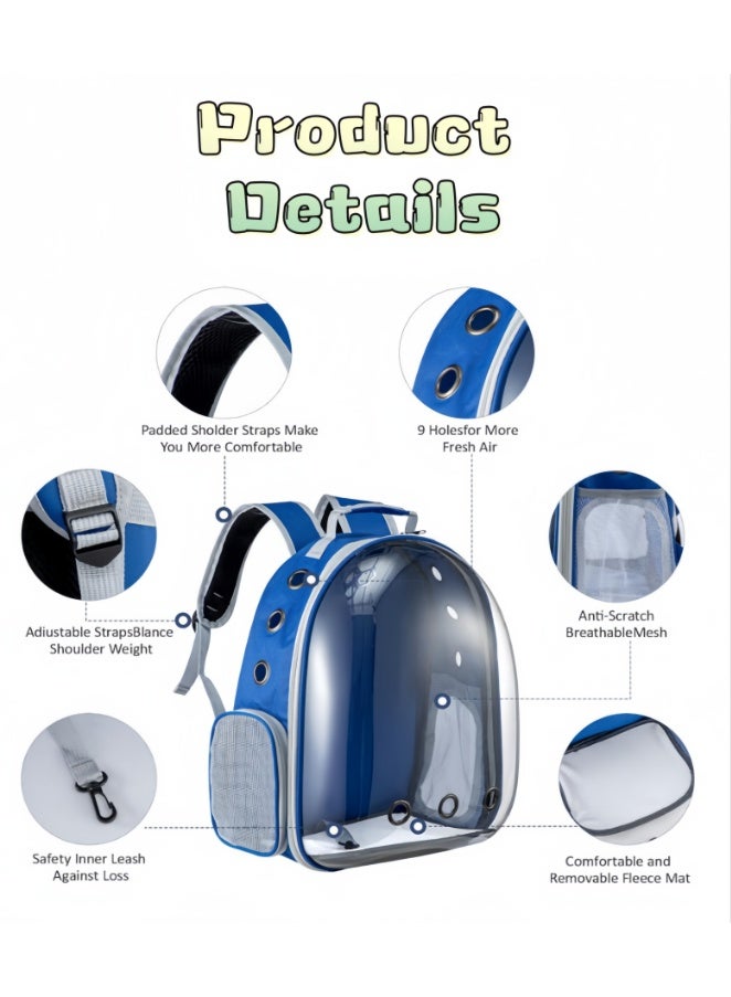 حقيبة ظهر محمولة على شكل كبسولة فضائية للحيوانات الأليفة من الكلاب والقطط، كبسولة شفافة توفر رؤية بانورامية بزاوية 360 درجة، شبكة مسامية وأحزمة قابلة للتعديل، مريحة للسفر والتسوق والتخييم في الهواء الطلق (أحمر) - Image 4