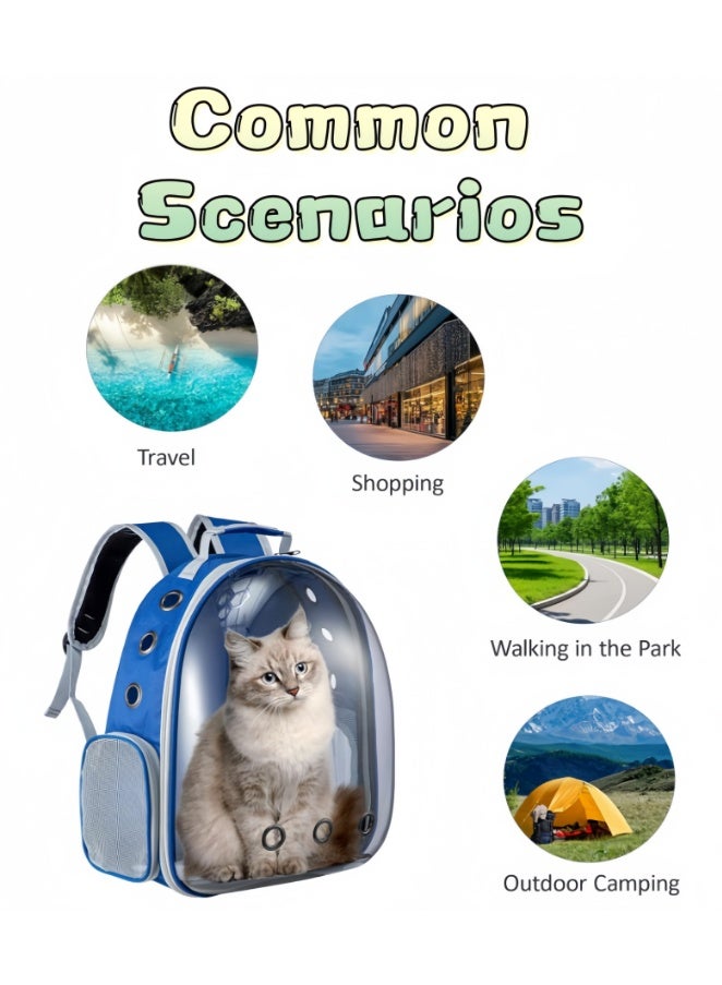 حقيبة ظهر محمولة على شكل كبسولة فضائية للحيوانات الأليفة من الكلاب والقطط، كبسولة شفافة توفر رؤية بانورامية بزاوية 360 درجة، شبكة مسامية وأحزمة قابلة للتعديل، مريحة للسفر والتسوق والتخييم في الهواء الطلق (أحمر) - Image 5