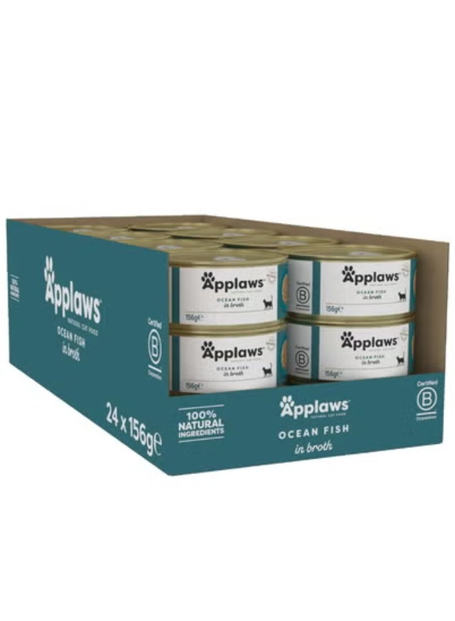 Applaws Ocean Fish Adult Wet Cat Food Tin 24x156g - Image 1