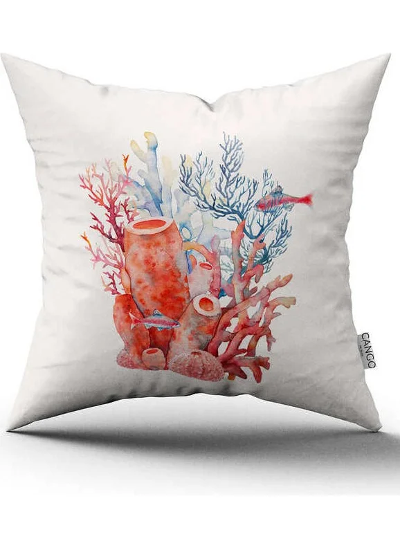 Cango Home Double Sided Red Blue Marine Patterned Digital Printed Throw Pillow Cover CGH1152