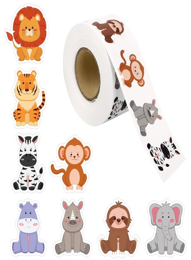 Abilat 800 Pcs Animal Stickers for Kids Cute Jungle Safari Zoo Animal Stickers Roll for Teacher Classroom Reward Birthday Party Favor Gift Decoration Scrapbooking Supply - Image 1
