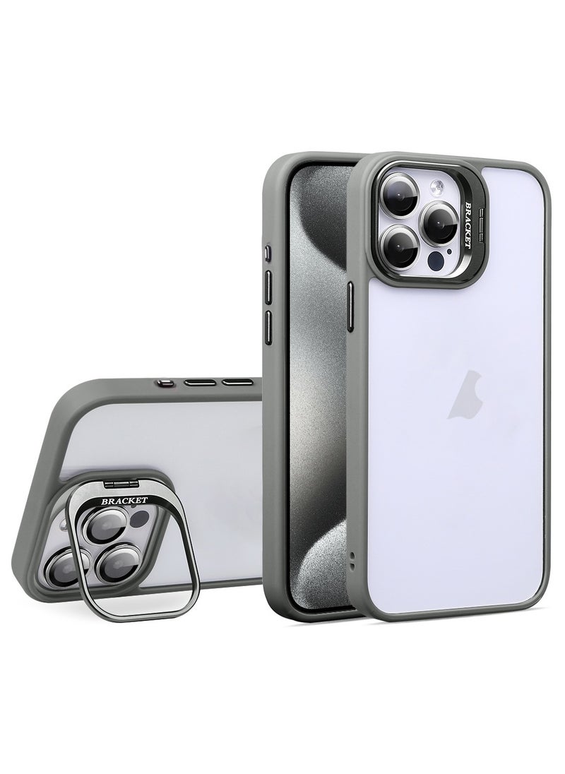 Generic - Luxury Invisible Folding Holder Holder Stand Phone Case For IPhone 11 Pro Case With Lens Film Ring Metal Bracket Soft Bumper Clear Hard Back Cover (Titanium) - Image 1