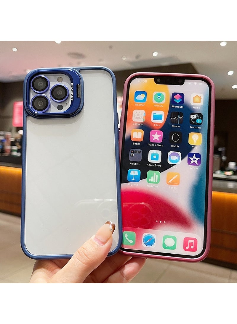 Generic - Luxury Invisible Folding Holder Holder Stand Phone Case For IPhone 11 Pro Case With Lens Film Ring Metal Bracket Soft Bumper Clear Hard Back Cover (Titanium) - Image 1
