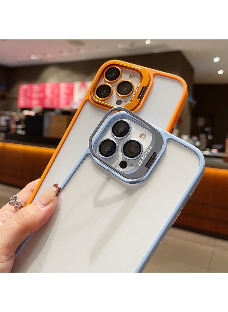 Generic - Luxury Invisible Folding Holder Holder Stand Phone Case For IPhone 11 Pro Case With Lens Film Ring Metal Bracket Soft Bumper Clear Hard Back Cover (Titanium) - Image 1