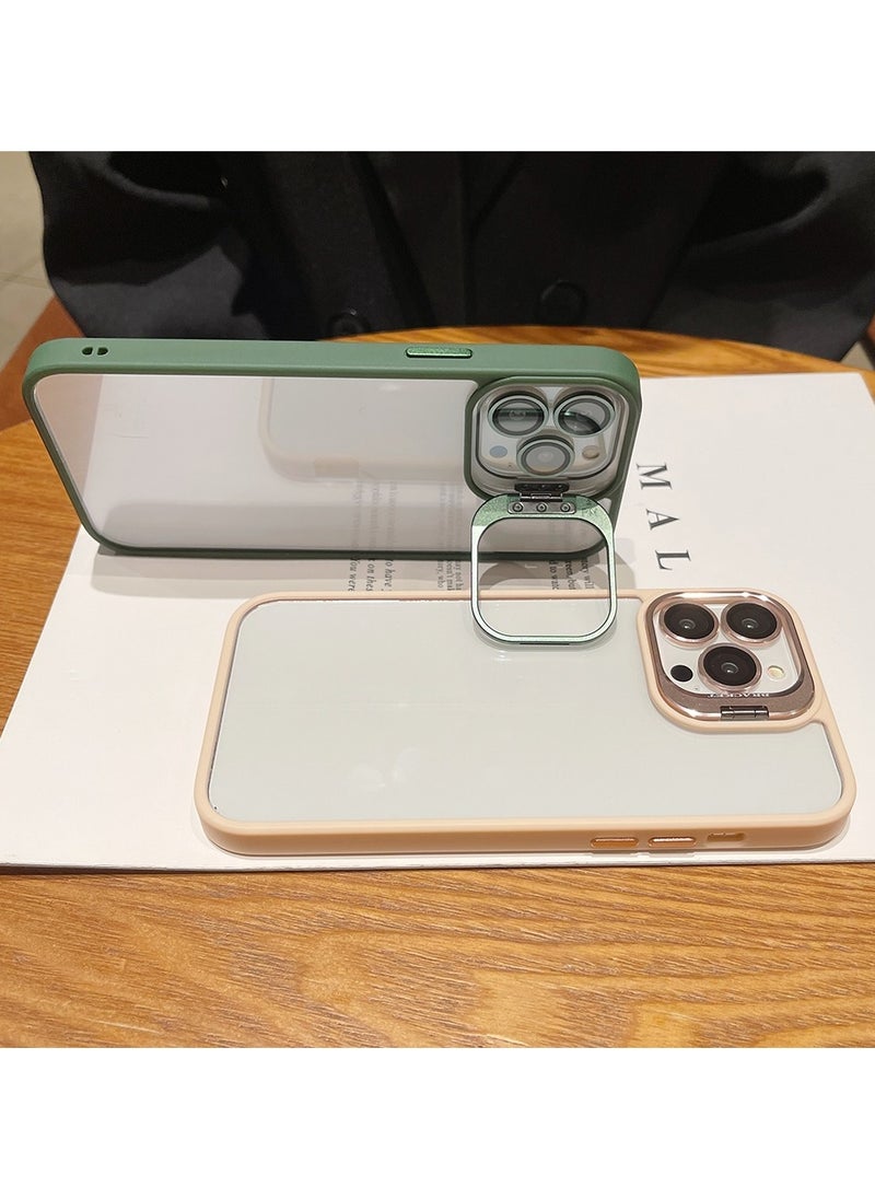 Generic - Luxury Invisible Folding Holder Holder Stand Phone Case For IPhone 11 Pro Case With Lens Film Ring Metal Bracket Soft Bumper Clear Hard Back Cover (Titanium) - Image 1