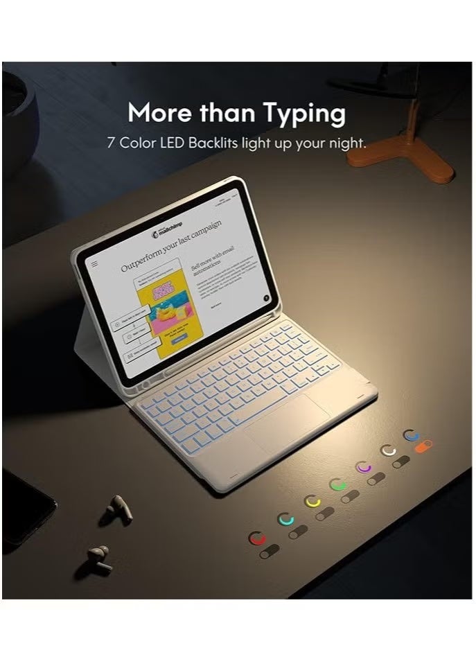 Keyboard Case for iPad 10th Gen 10.9 Inch,3 Color Backlight, Multi-Touch Trackpad, Flip Stand Case with Pencil Holder, 2 Bluetooth Channels, Compatible with 2022 iPad 10th Gen,  - Image 4