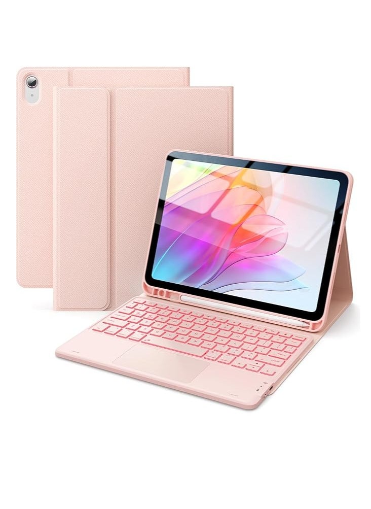 ماركة غير محددة حافظة لوحة مفاتيح لجهاز iPad الجيل العاشر مع لوحة مفاتيح عربية وإنجليزية، إضاءة خلفية ثلاثية الألوان، لوحة تتبع متعددة اللمس، حافظة قابلة للطي مع حامل قلم رصاص، قناتان بلوتوث لجهاز iPad 10 10.9 بوصة 2022،  - Image 1