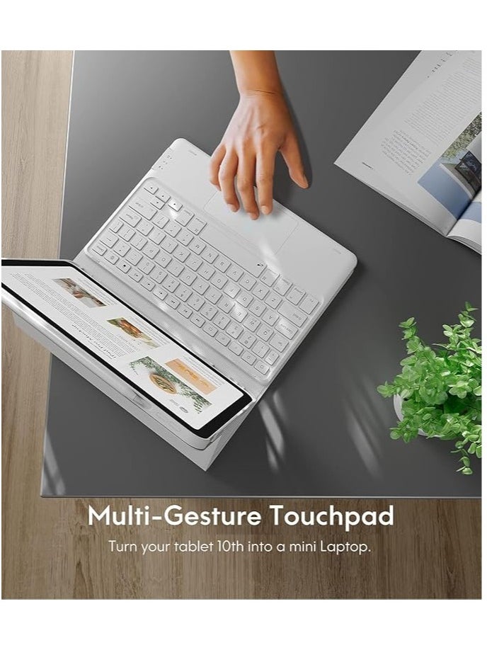 ماركة غير محددة حافظة لوحة مفاتيح لجهاز iPad الجيل العاشر مع لوحة مفاتيح عربية وإنجليزية، إضاءة خلفية ثلاثية الألوان، لوحة تتبع متعددة اللمس، حافظة قابلة للطي مع حامل قلم رصاص، قناتان بلوتوث لجهاز iPad 10 10.9 بوصة 2022،  - Image 3