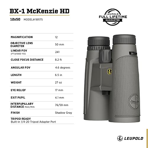 Leupold BX-1 McKenzie HD Binoculars, 12x50mm (181175) - Image 5