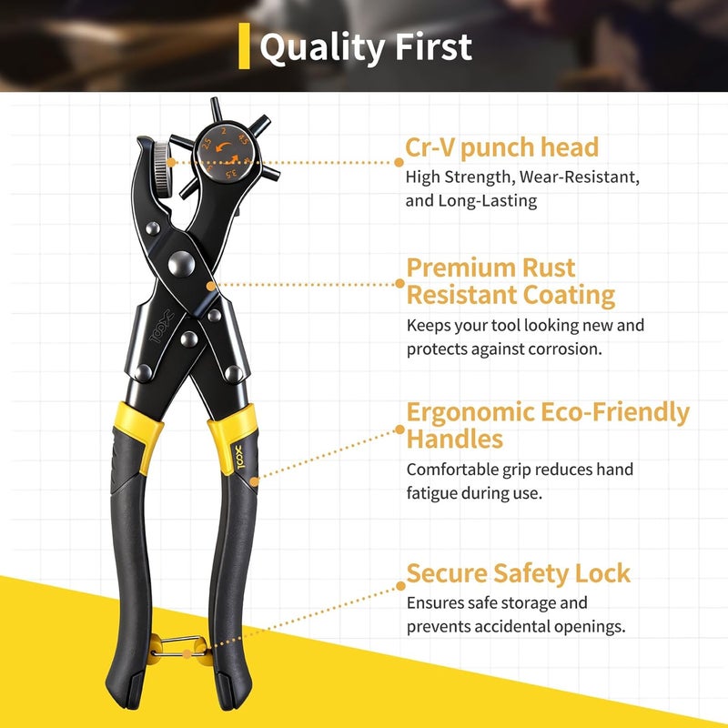 XOOL Upgraded Long Handle Leather Hole Punch Set, Punch Pliers with Effort-Saving Design, Ideal for Belts, Shoes, Saddles & DIY Leather Work - Image 5
