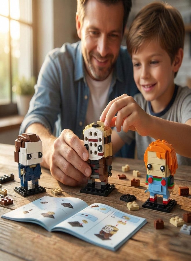 ENJBRICK Horror Movie Brick Action Figures Building Set, Scary Buildable Characters Collection, Spooky Halloween Desk Decor & Collectibles for Teens 483 Pcs - Image 2