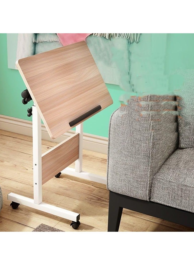 DubaiGallery - Mobile Standing Desk, Lifted Height Adjustable Bedside Laptop Desk Foldable Multifunctional Side Table Computer Desk with 4 Wheels for Bedroom Living Room Office Hospital Studio - Image 1