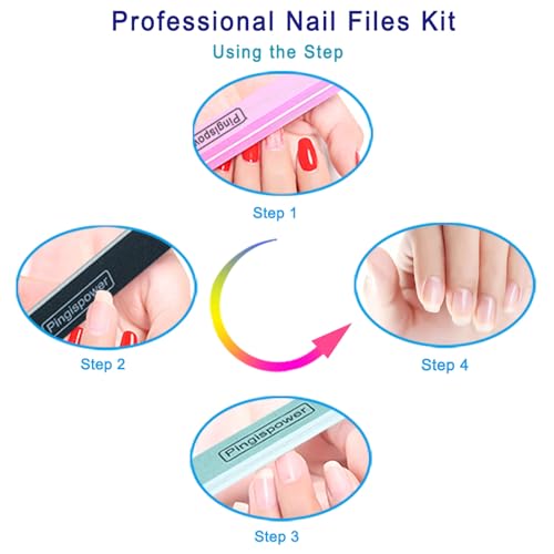 Pingispower Nail Files and Buffers 15 Pack Professional Reusable Nail File and Buffer Block for NaturalAcrylic Nails 100180 6003000 Grit Double Sided Nail Care Kit for Women Men Home Salon - Image 3
