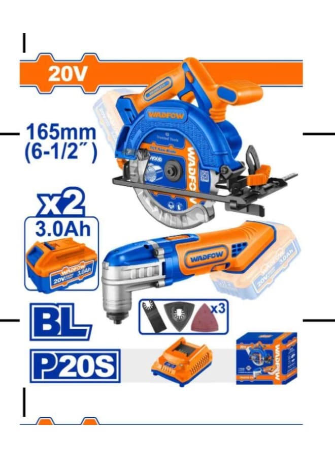 WADFOW 20V Combo Kit Goblin Rocket and Chainsaw with 2 3A Wadfow Batteries