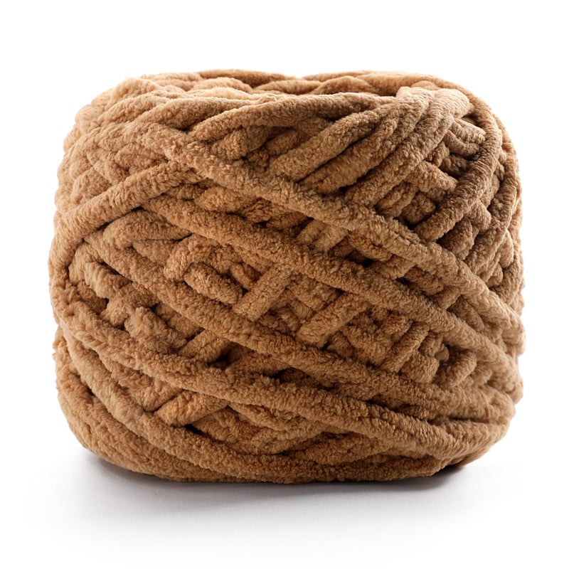 NDICANG Chunky Chenille Yarn for Crocheting, Fluffy Baby Blanket Yarn for Crochet Sweater Shawl Scarf Gloves, Super Soft Amigurumi Plush Yarn 74 yds/3.5 oz (Camel Color) - Image 1