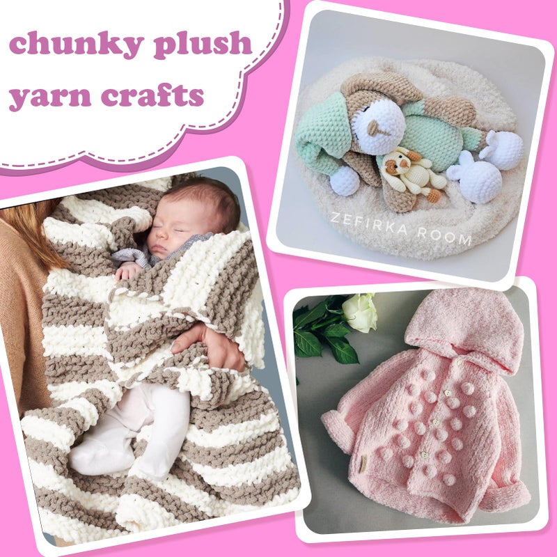 NDICANG Chunky Chenille Yarn for Crocheting, Fluffy Baby Blanket Yarn for Crochet Sweater Shawl Scarf Gloves, Super Soft Amigurumi Plush Yarn 74 yds/3.5 oz (Camel Color) - Image 5